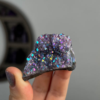 Rainbow Aura Amethyst Cluster