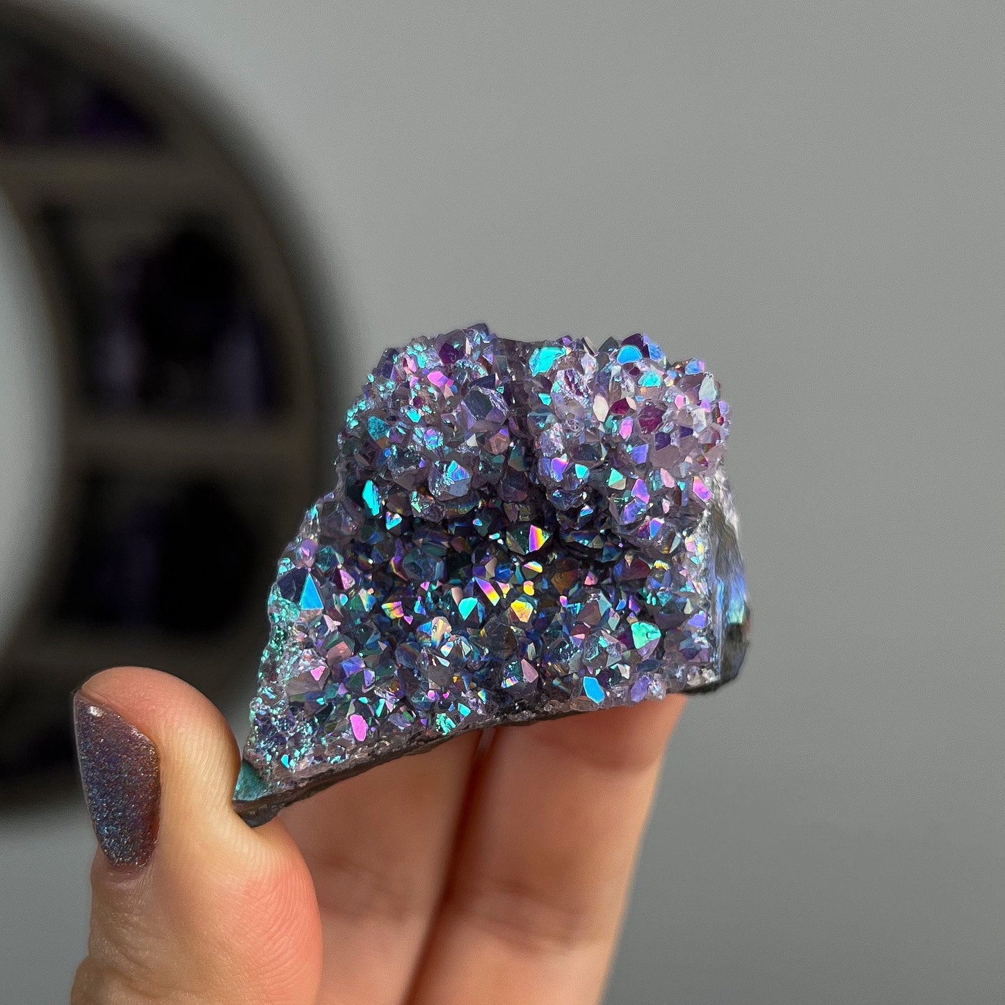 Rainbow Aura Amethyst Cluster