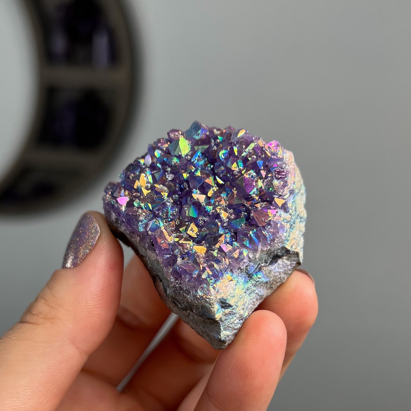 Rainbow Aura Amethyst Cluster