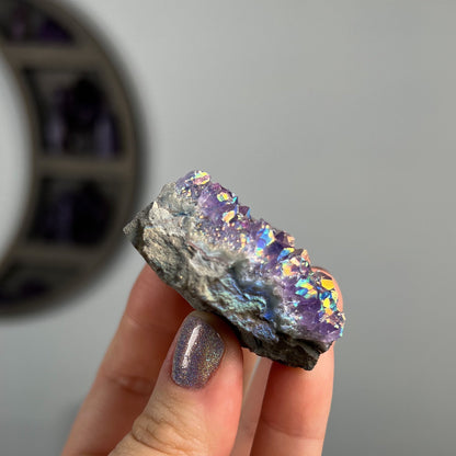 Rainbow Aura Amethyst Cluster
