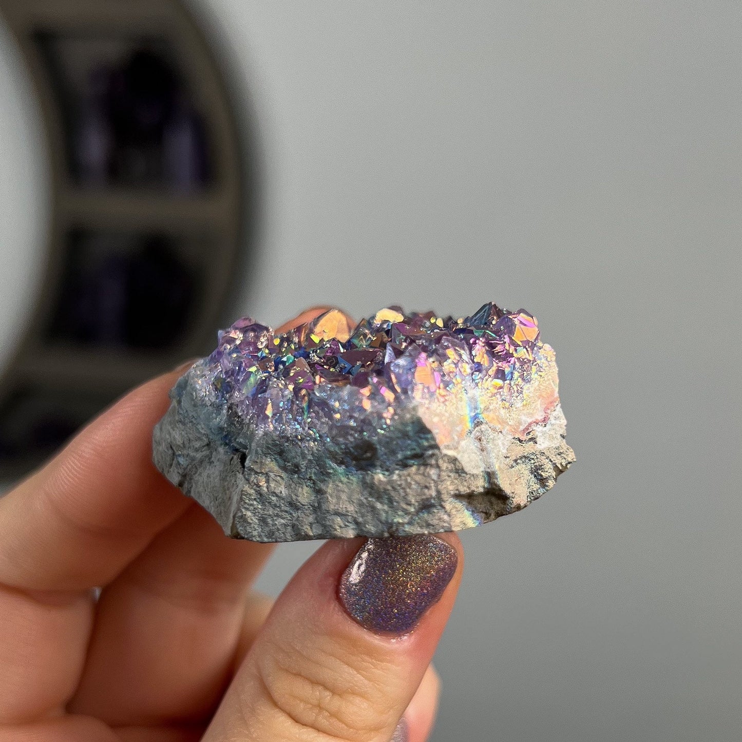 Rainbow Aura Amethyst Cluster