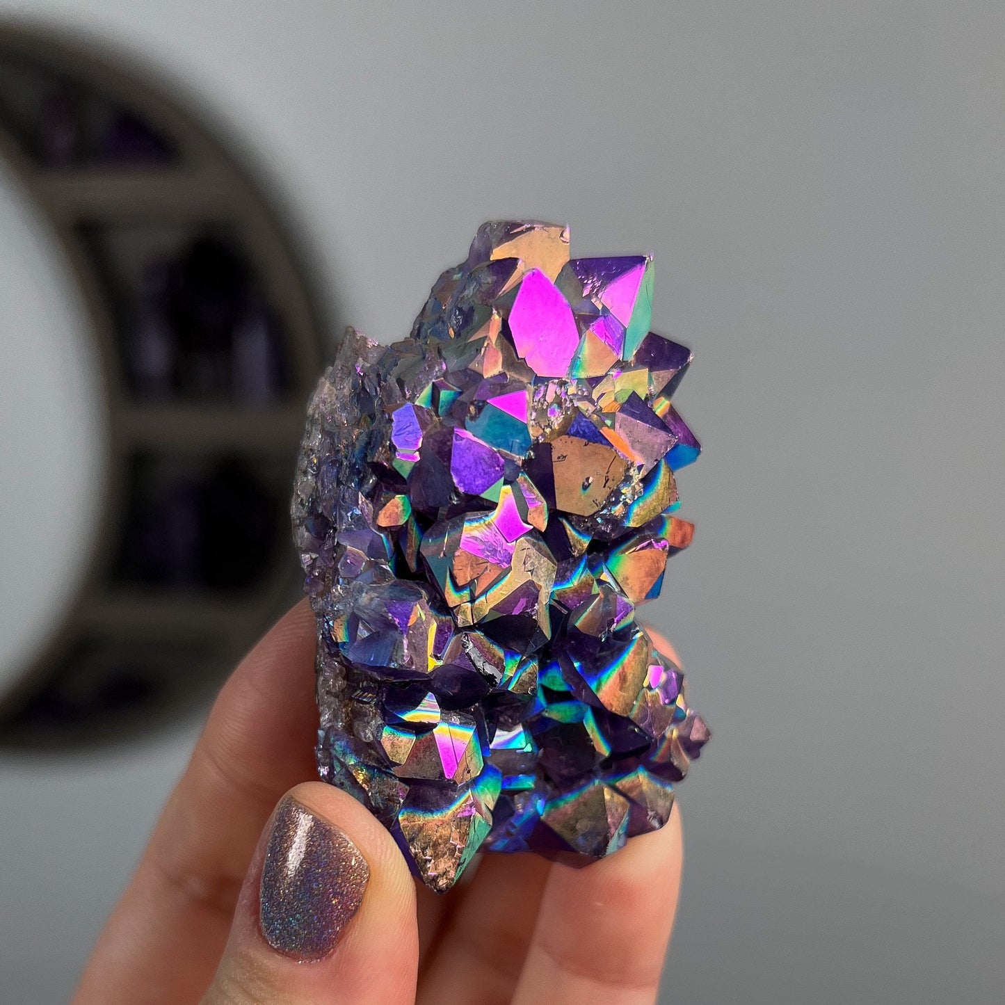 Rainbow Aura Amethyst Cluster