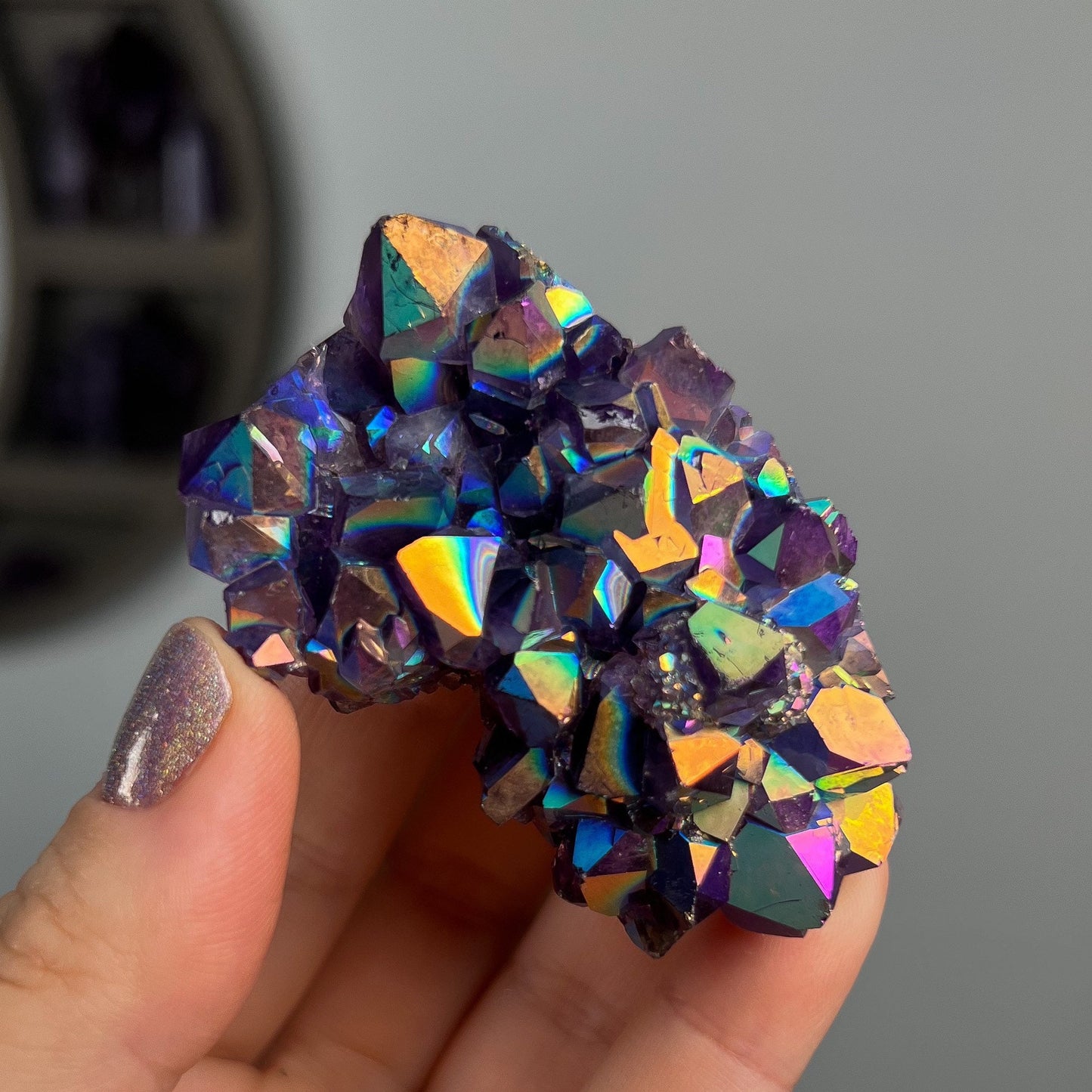 Rainbow Aura Amethyst Cluster