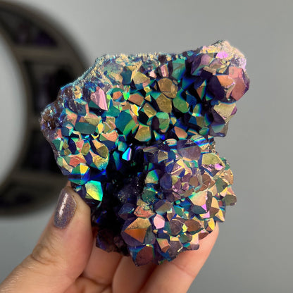 Rainbow Aura Amethyst Cluster