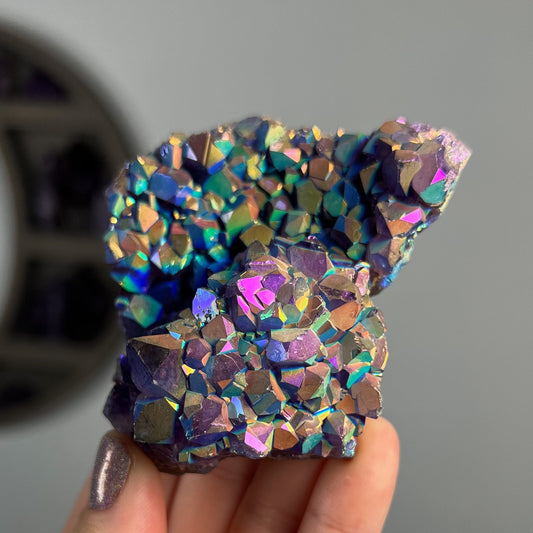 Rainbow Aura Amethyst Cluster