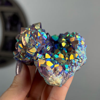Rainbow Aura Amethyst Cluster