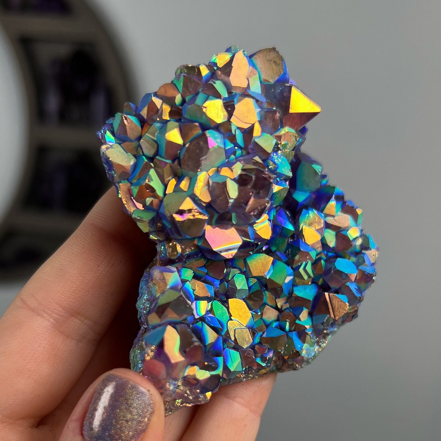 Rainbow Aura Amethyst Cluster
