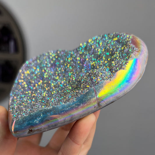 Rainbow Aura Amethyst Heart