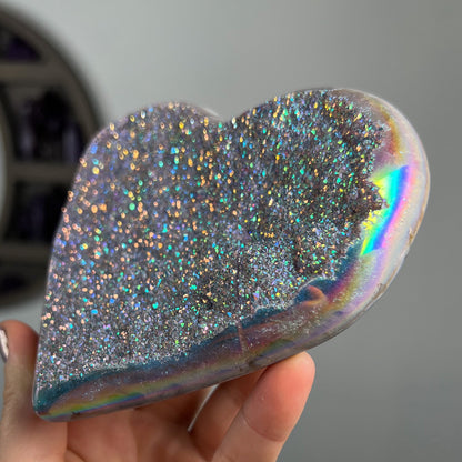 Rainbow Aura Amethyst Heart