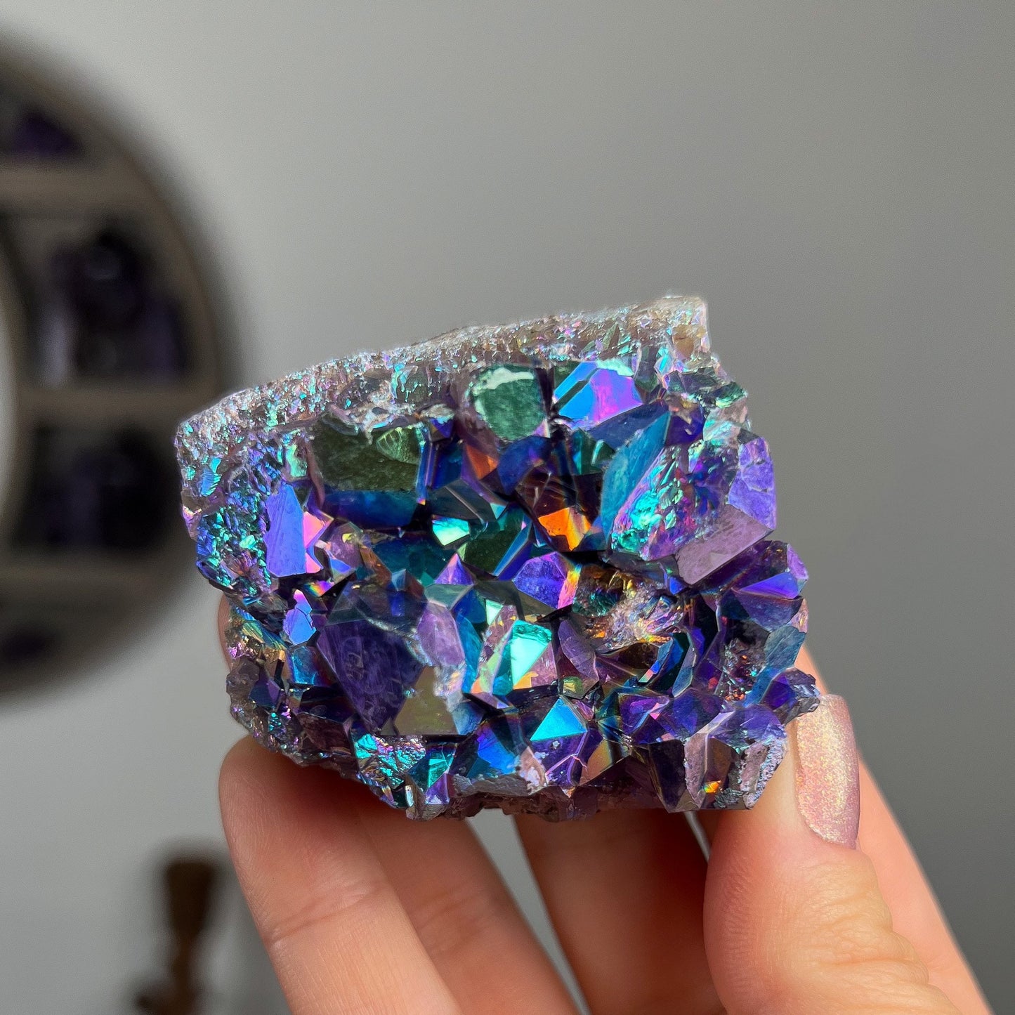Rainbow Aura Amethyst Cluster