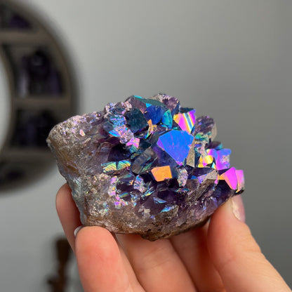 Rainbow Aura Amethyst Cluster