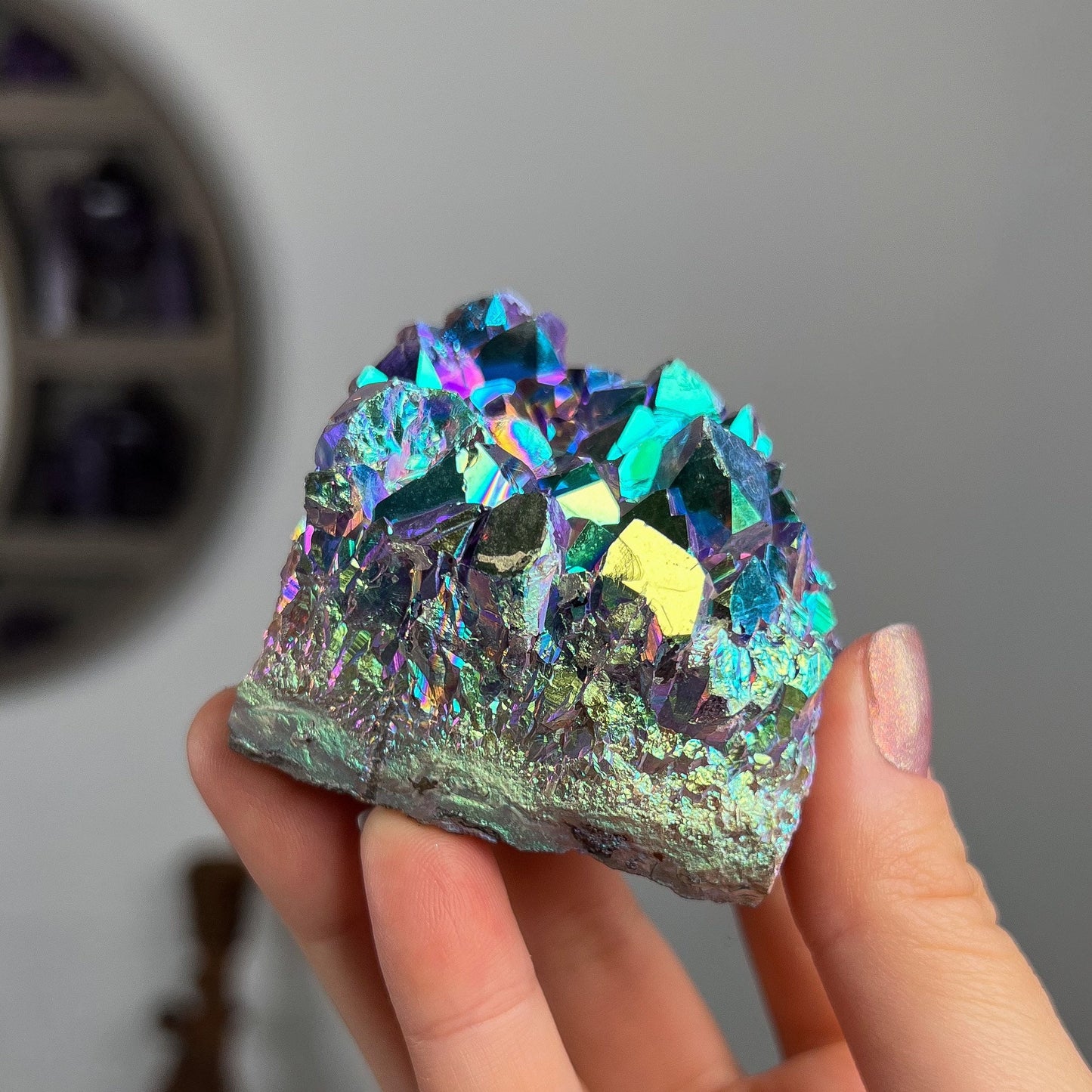 Rainbow Aura Amethyst Cluster