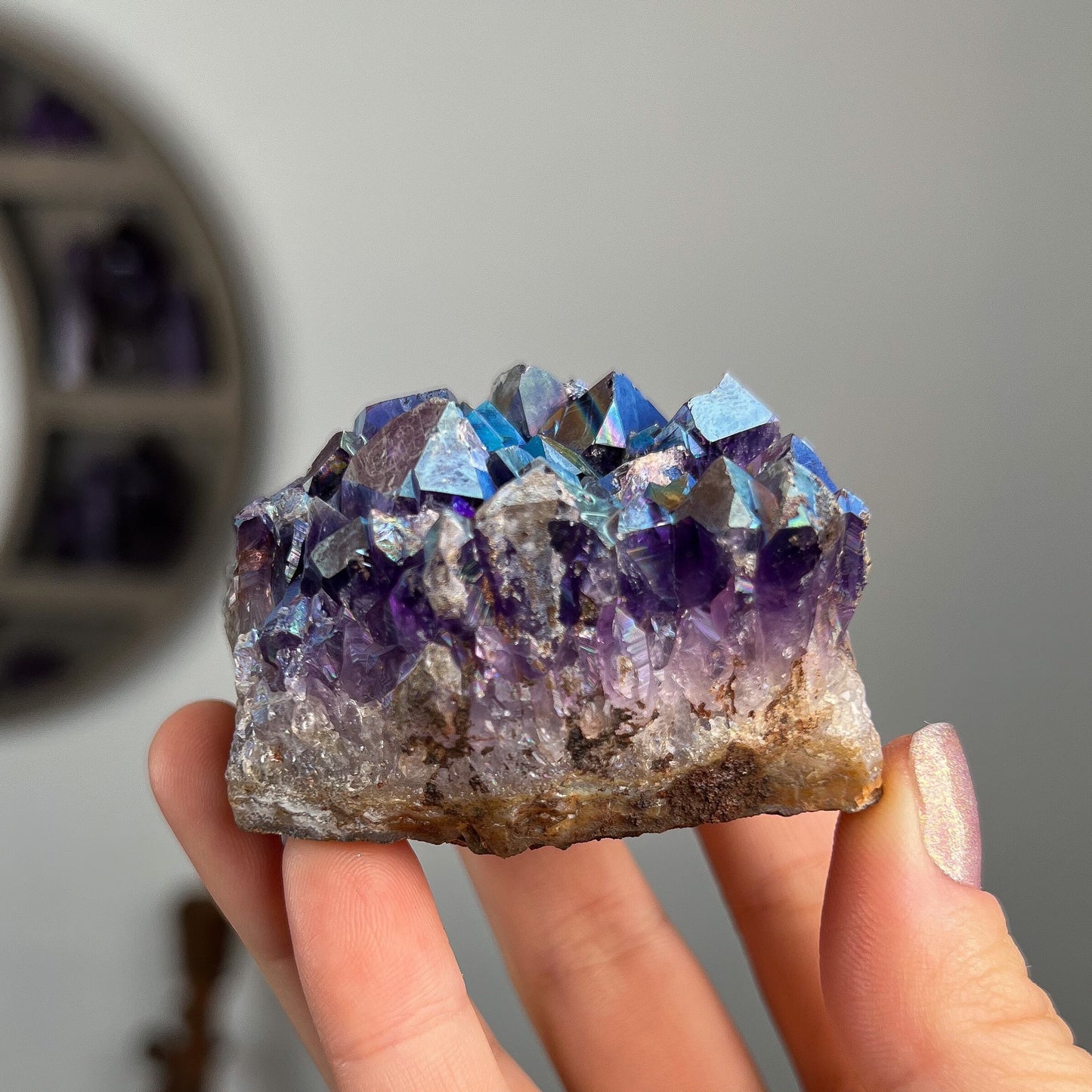Rainbow Aura Amethyst Cluster