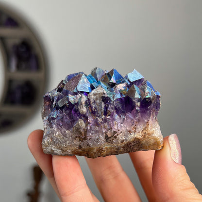 Rainbow Aura Amethyst Cluster