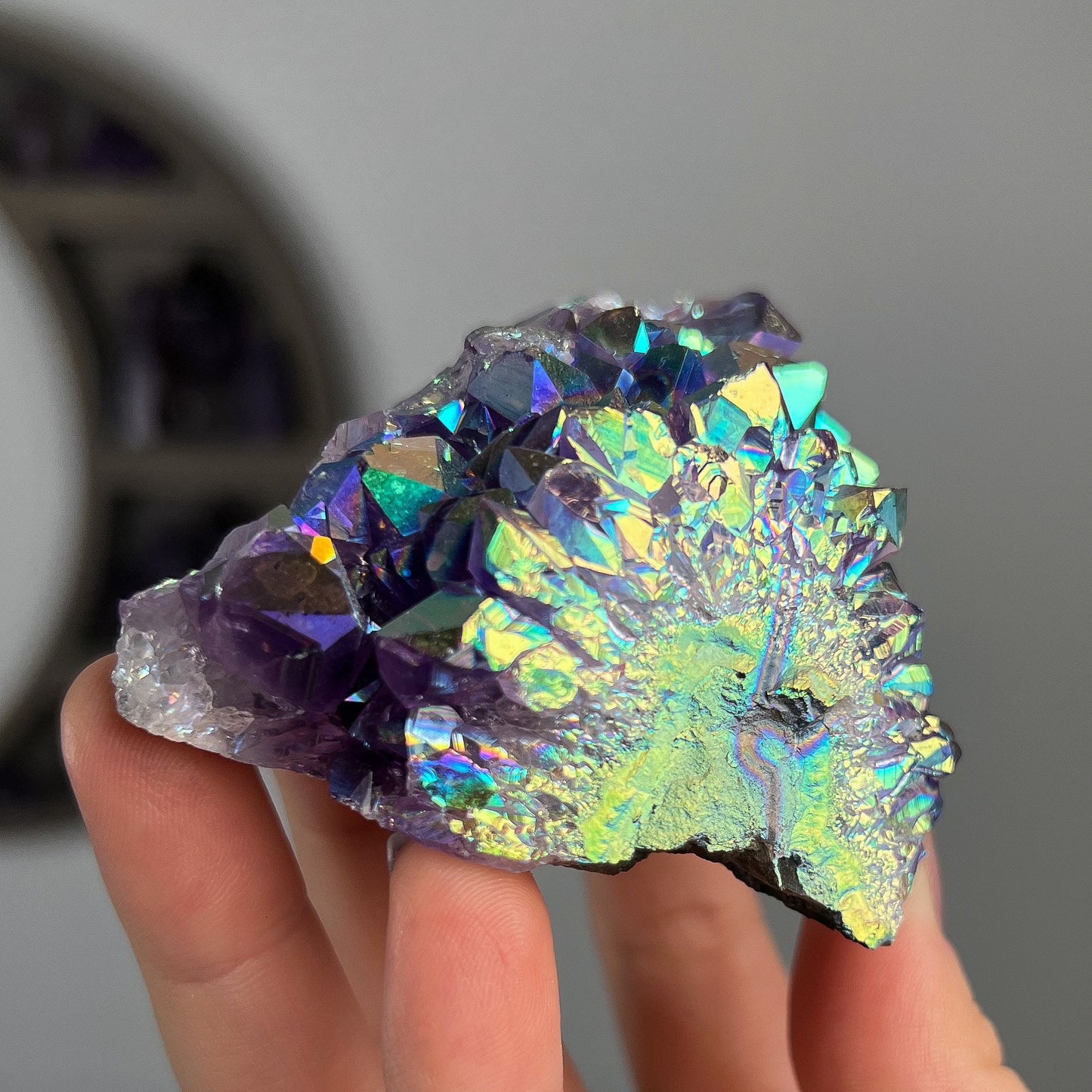 Rainbow Aura Amethyst Cluster
