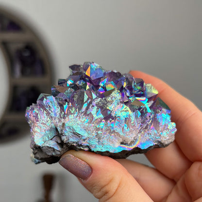 Rainbow Aura Amethyst Cluster