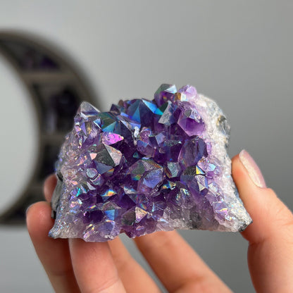 Rainbow Aura Amethyst Cluster