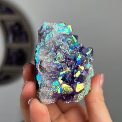 Rainbow Aura Amethyst Cluster