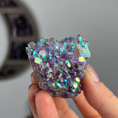 Rainbow Aura Amethyst Cluster