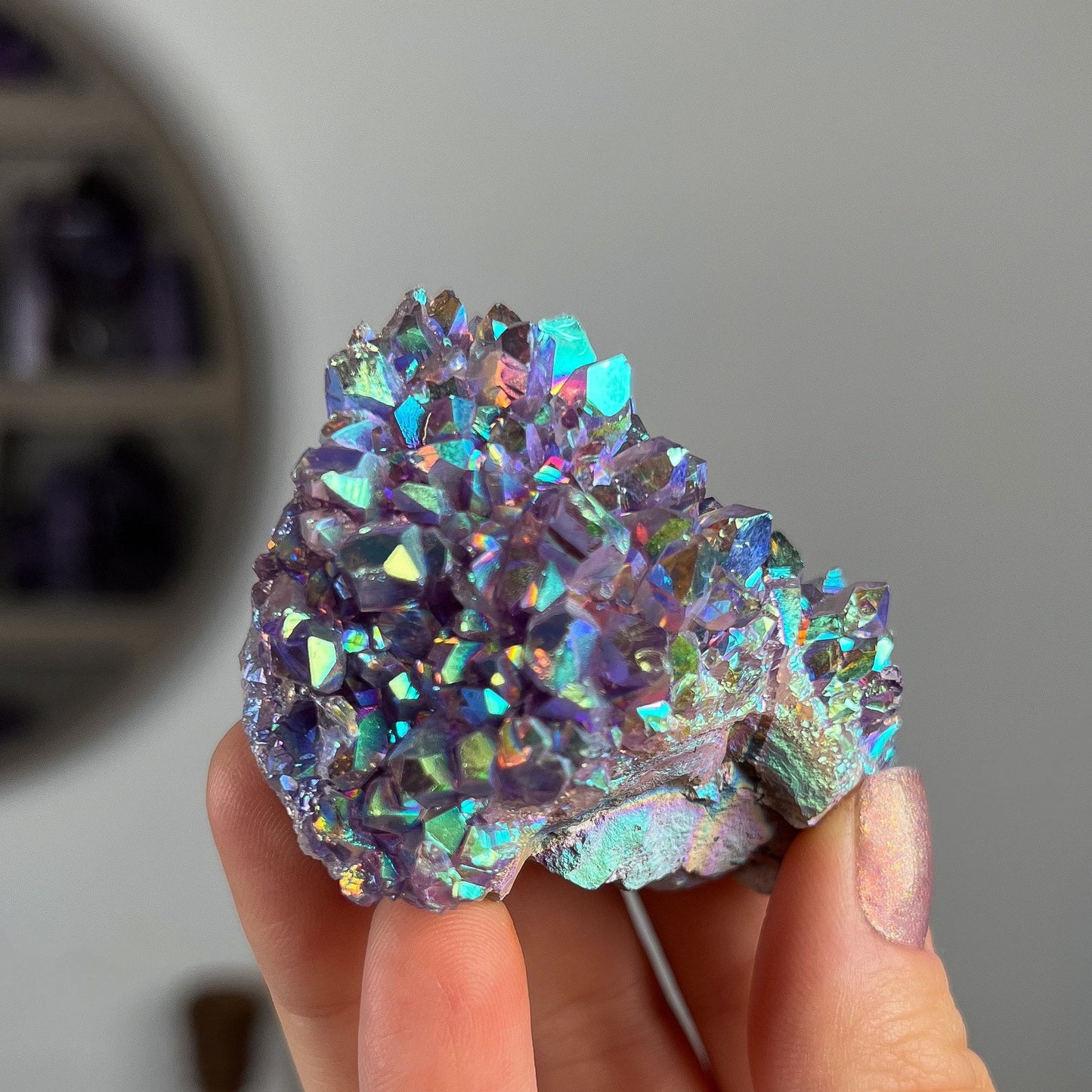 Rainbow Aura Amethyst Cluster