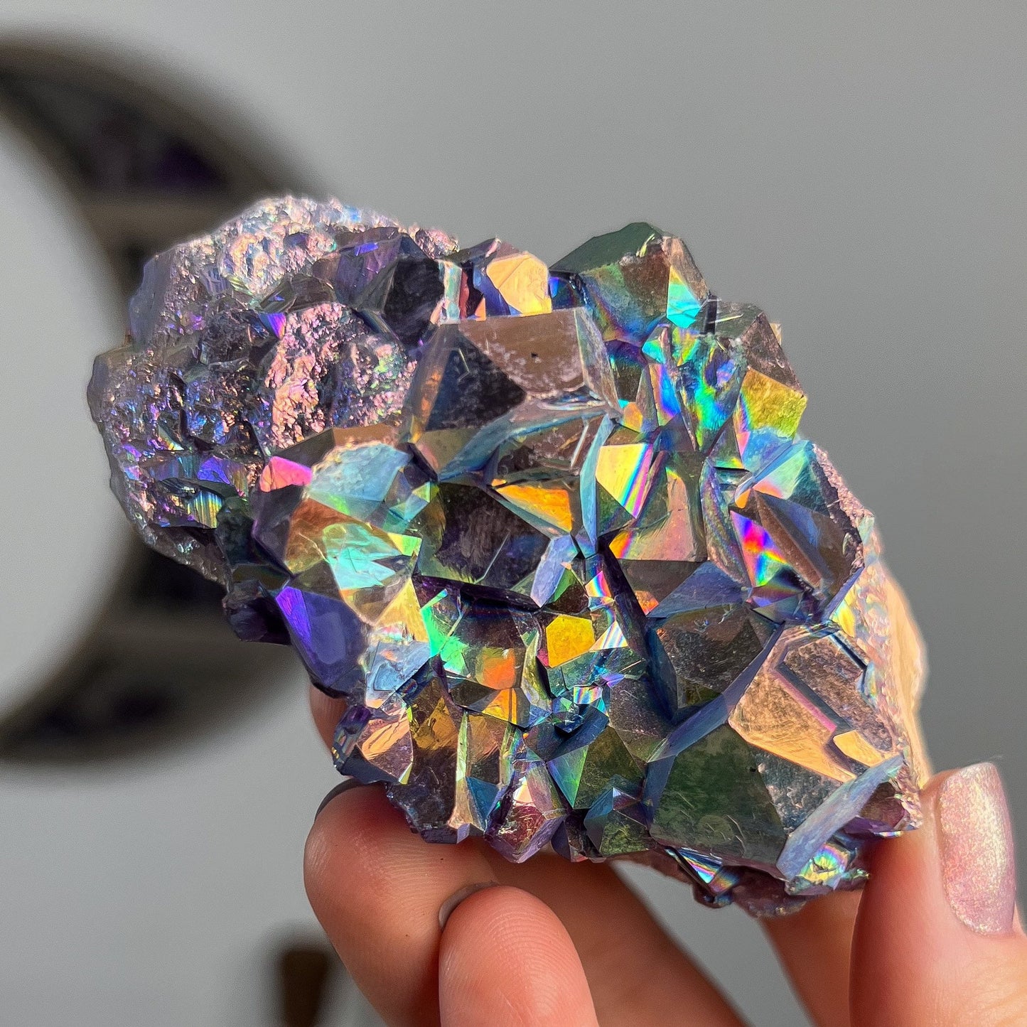 Rainbow Aura Amethyst Cluster