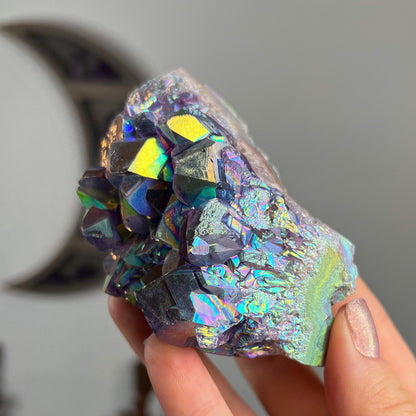 Rainbow Aura Amethyst Cluster