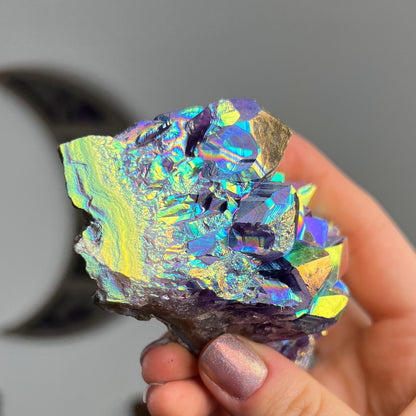 Rainbow Aura Amethyst Cluster