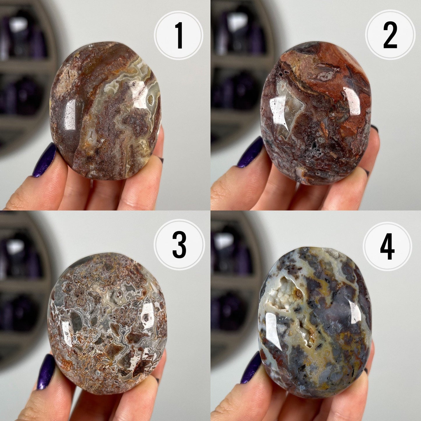 Crazy Lace Agate Palm Stones