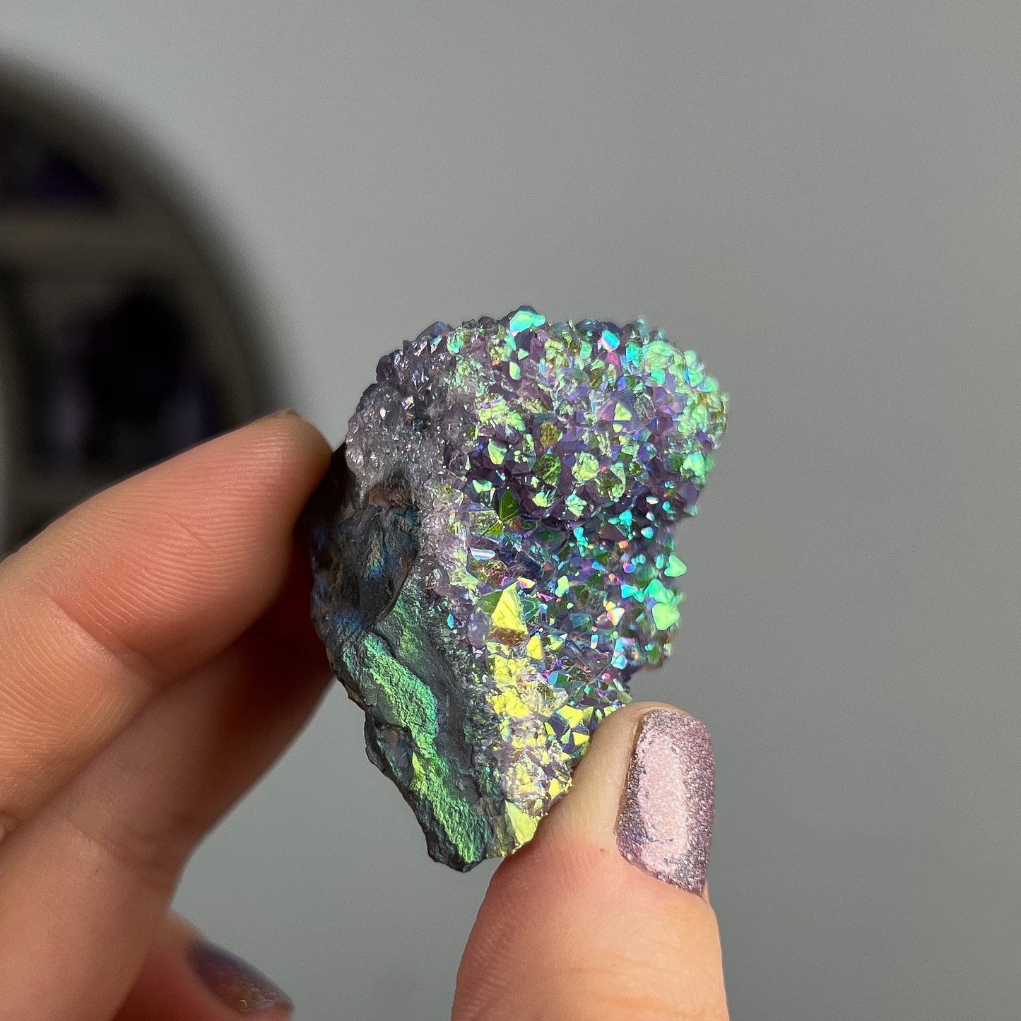 Rainbow Aura Amethyst Cluster