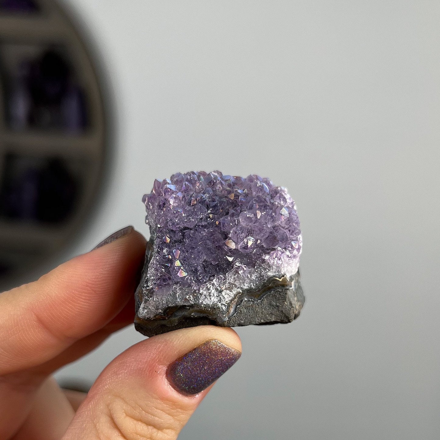 Rainbow Aura Amethyst Cluster