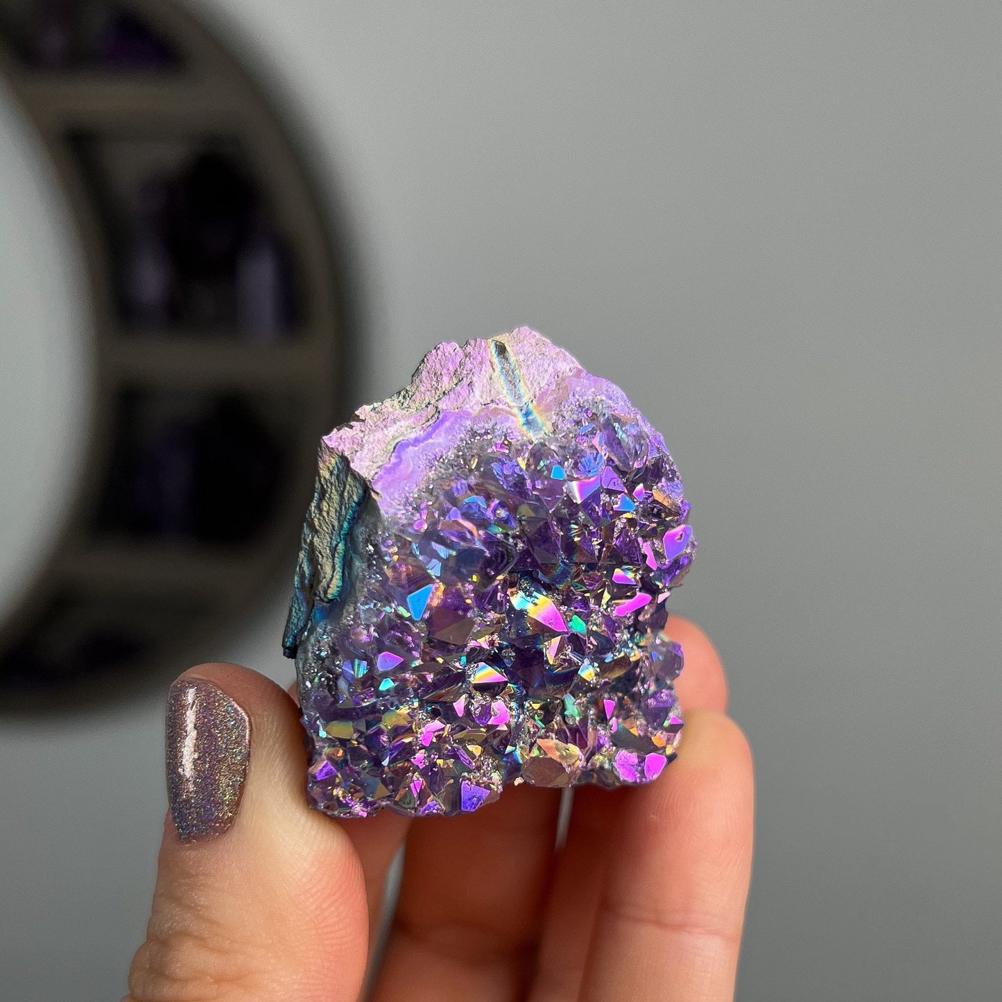 Rainbow Aura Amethyst Cluster