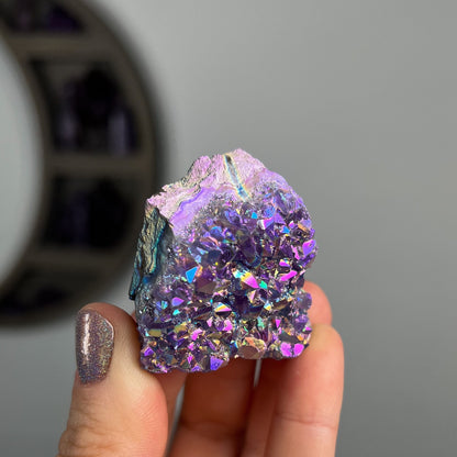 Rainbow Aura Amethyst Cluster