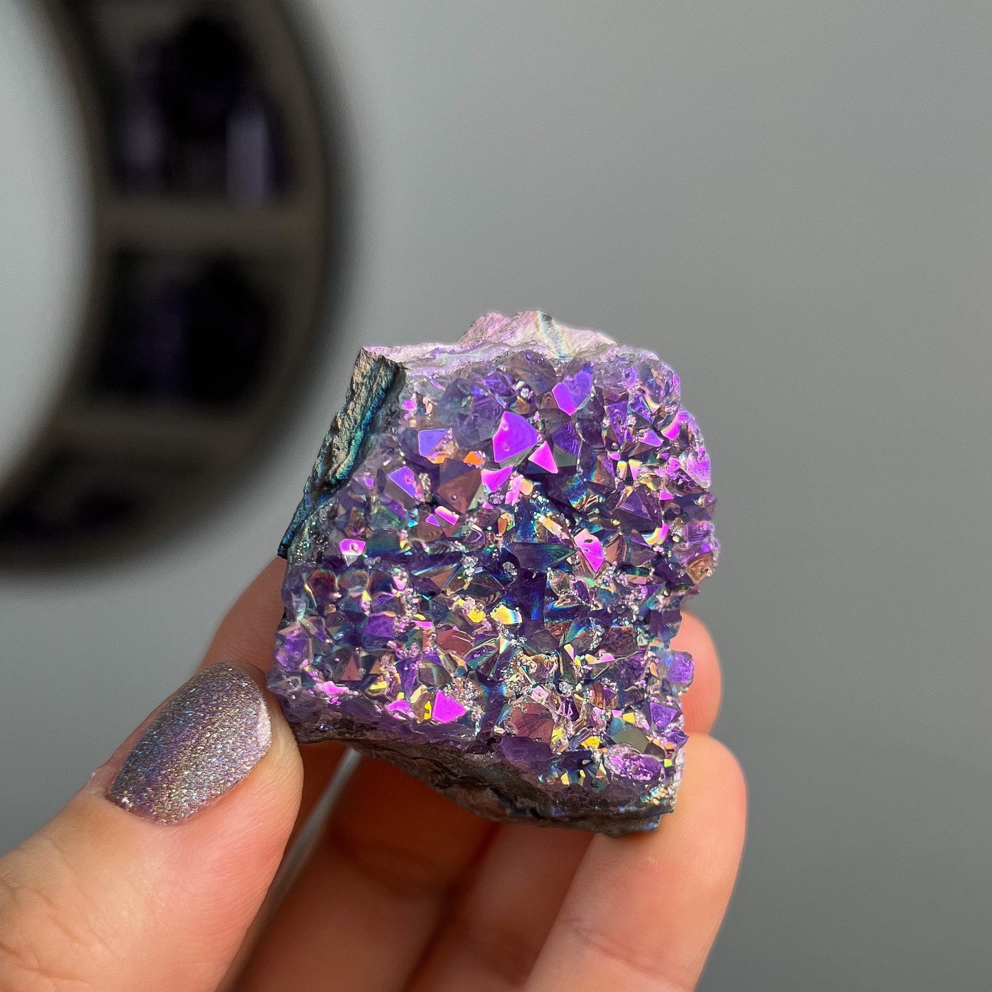 Rainbow Aura Amethyst Cluster