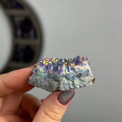 Rainbow Aura Amethyst Cluster
