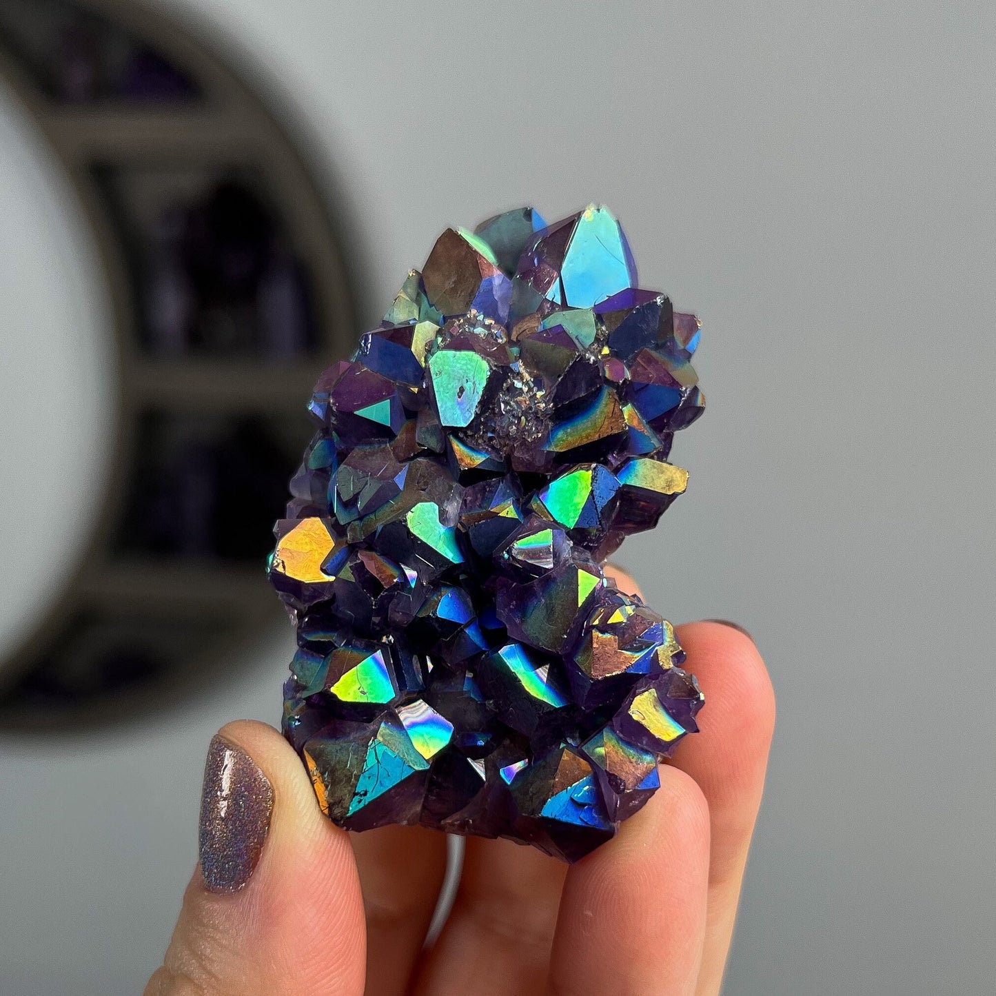 Rainbow Aura Amethyst Cluster