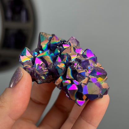 Rainbow Aura Amethyst Cluster