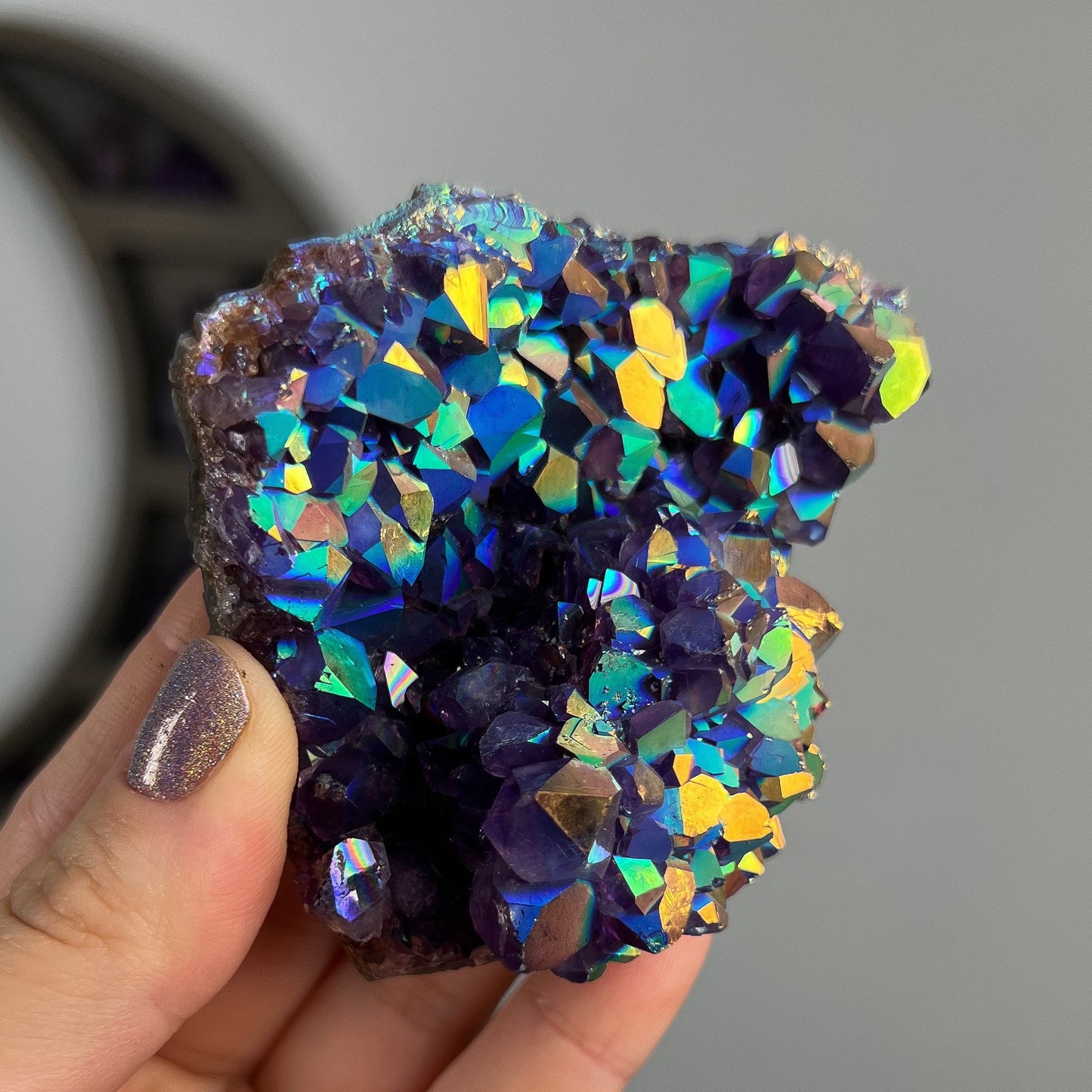 Rainbow Aura Amethyst Cluster