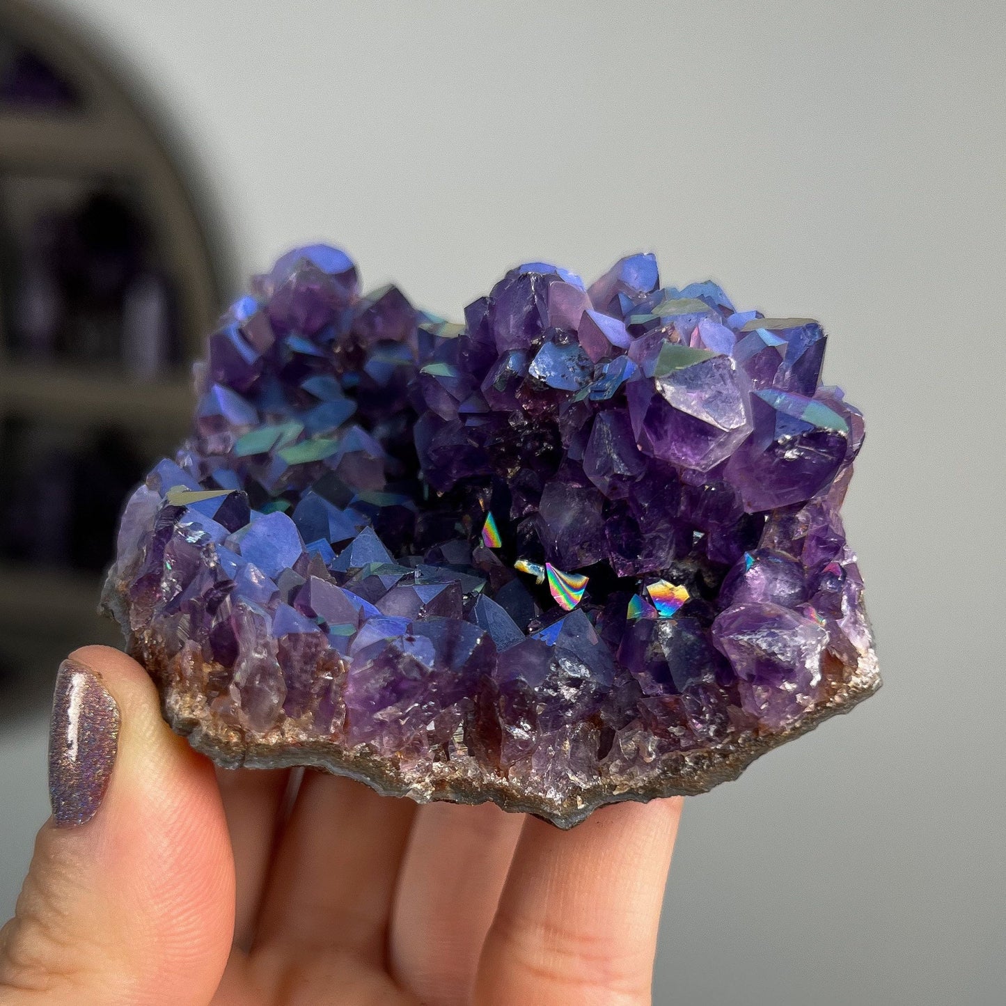 Rainbow Aura Amethyst Cluster