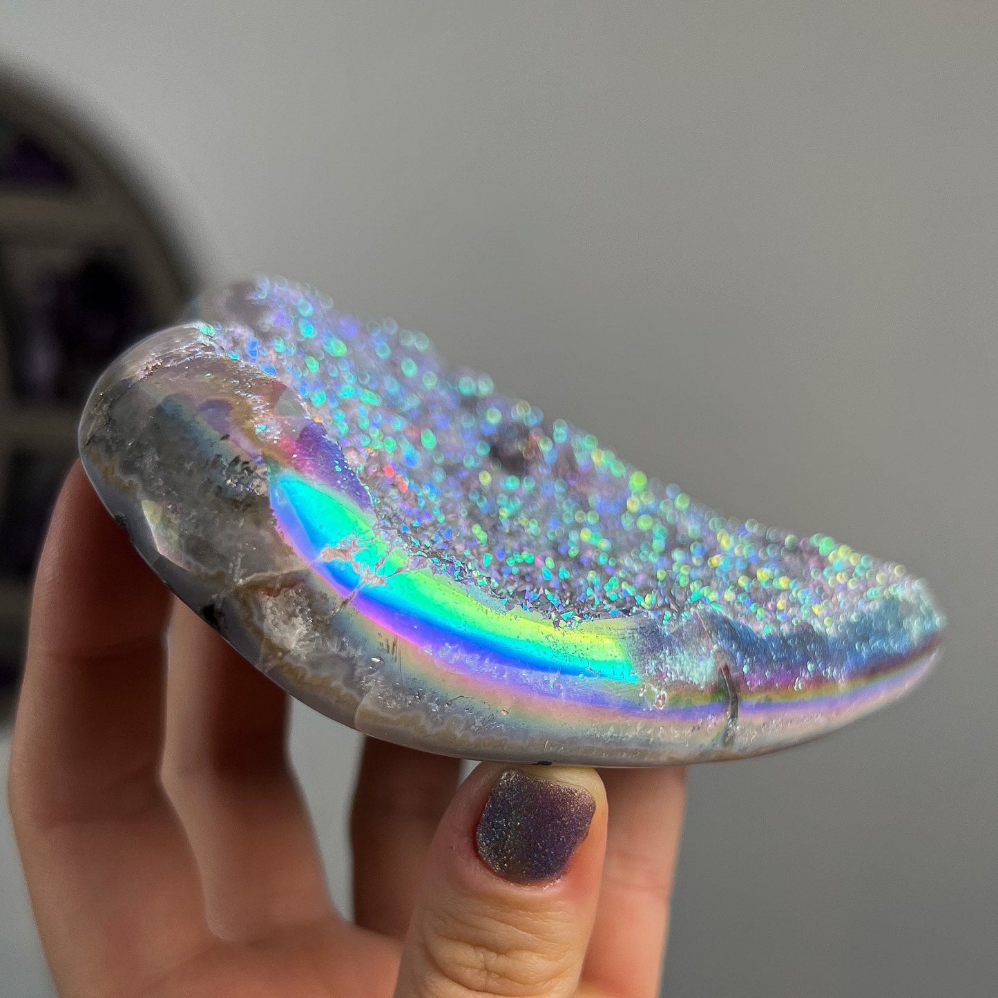 Rainbow Aura Amethyst Heart