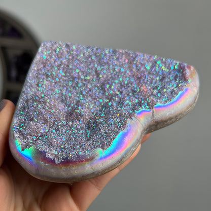 Rainbow Aura Amethyst Heart
