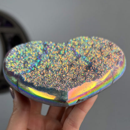 Rainbow Aura Amethyst Heart