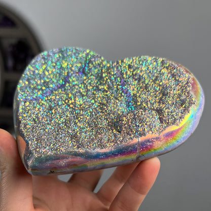 Rainbow Aura Amethyst Heart