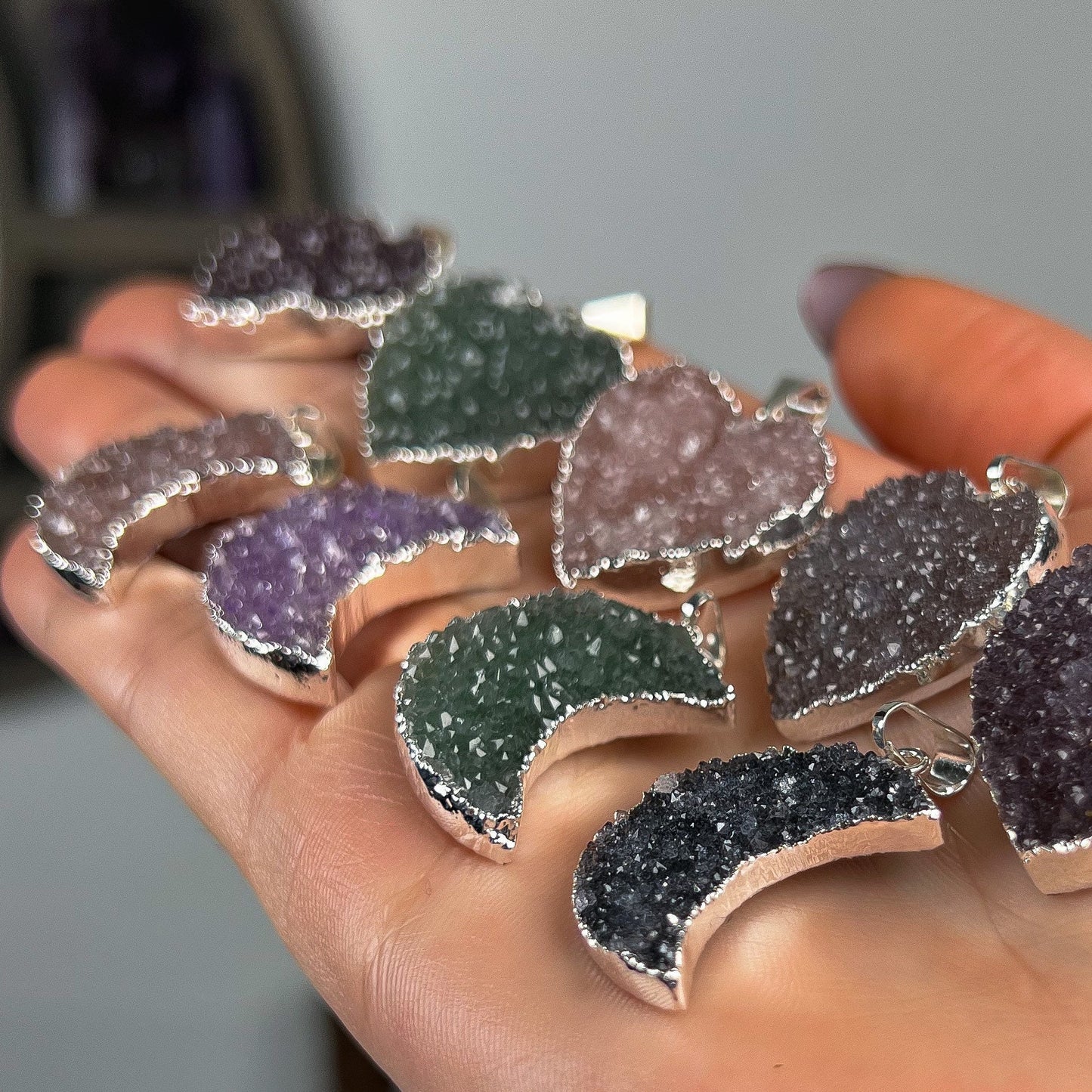 Rainbow Amethyst Druzy Pendants