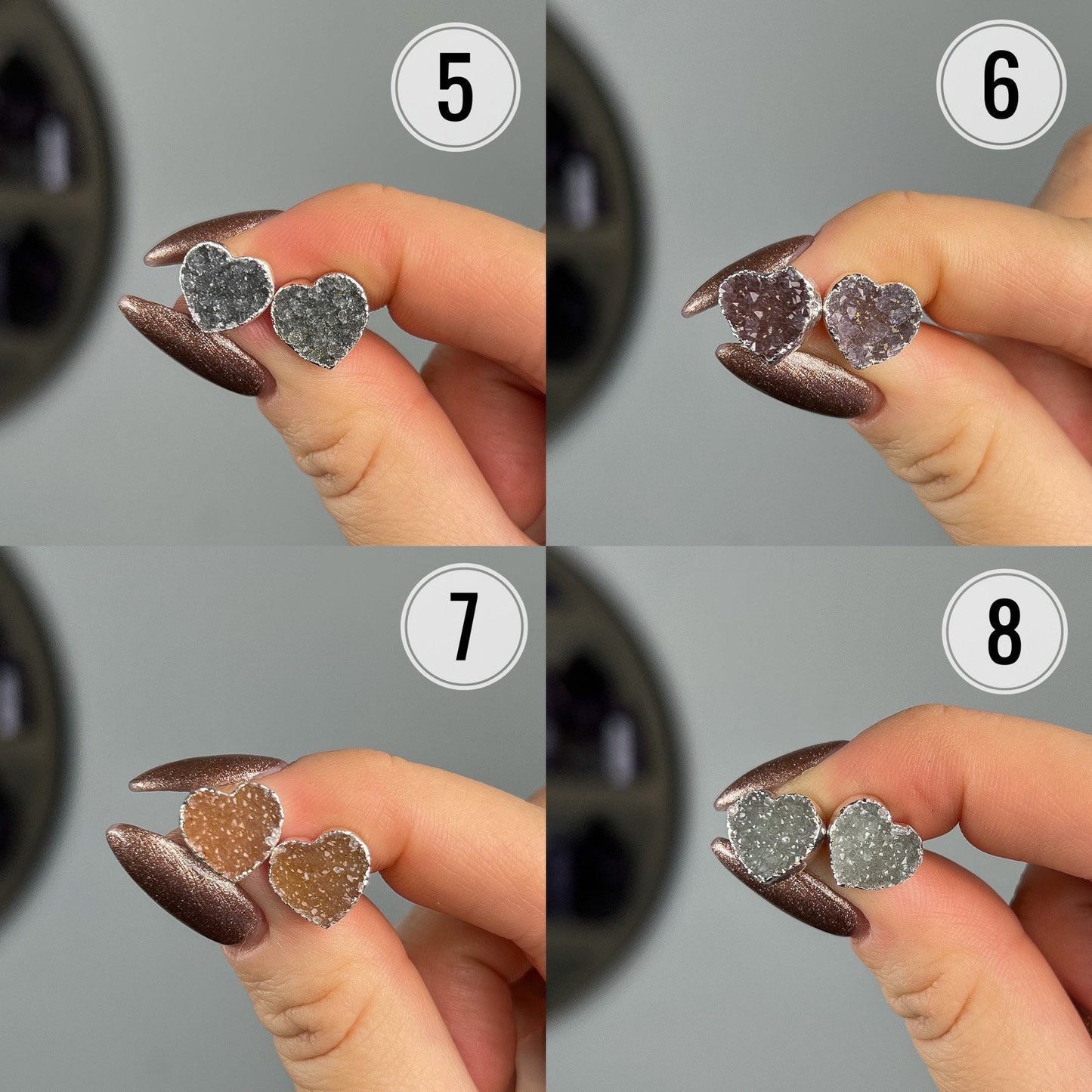 Rainbow Amethyst Heart Stud Earrings