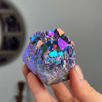 Rainbow Aura Amethyst Cluster