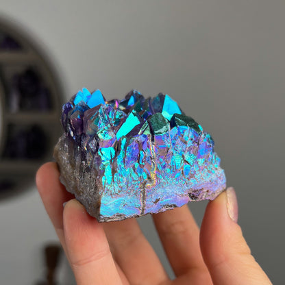 Rainbow Aura Amethyst Cluster