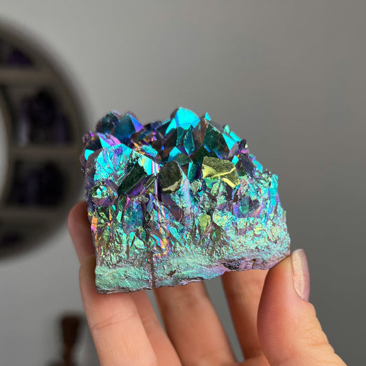 Rainbow Aura Amethyst Cluster