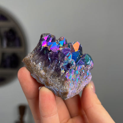 Rainbow Aura Amethyst Cluster