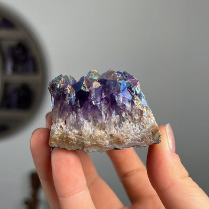 Rainbow Aura Amethyst Cluster