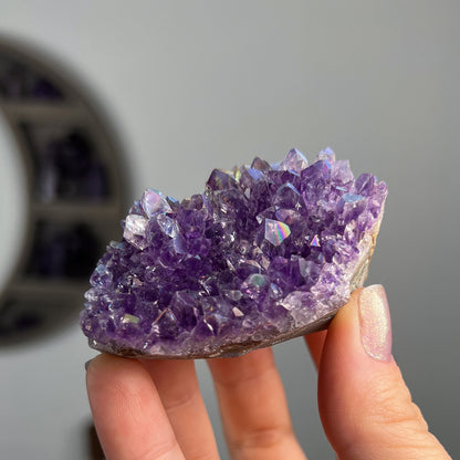 Rainbow Aura Amethyst Cluster